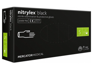Rękawiczki Nitrylowe Bezpudrowe Czarne Mercator – 100 szt. (Nitrylex Black)