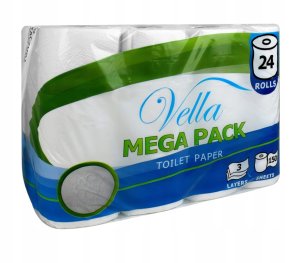 Papier toaletowy bezzapachowy Vella 3 warstwy 24 Rolki 