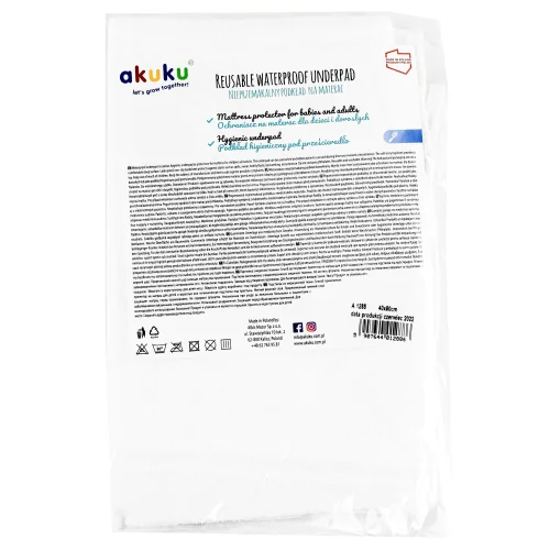 Biały podkład nieprzemakalny Akuku 40x90 cm ochraniacz na materac A1288.webp