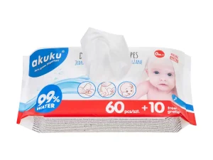 Chusteczki Wodne Akuku 99% Wody z Jonami Srebra 70 szt.