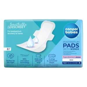 Podpaski Poporodowe Canpol babies na Noc ze Skrzydełkami – 42 cm – 8 szt.