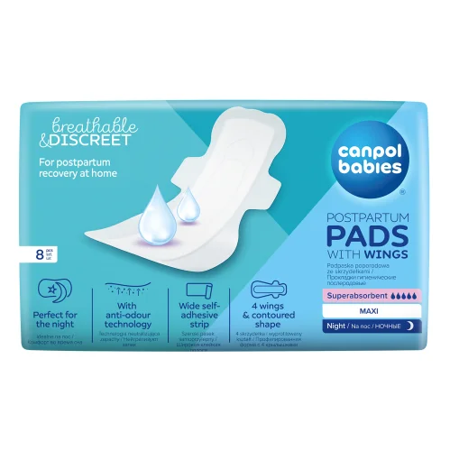 Opakowanie podpasek poporodowych Canpol babies na noc 8 sztuk.webp